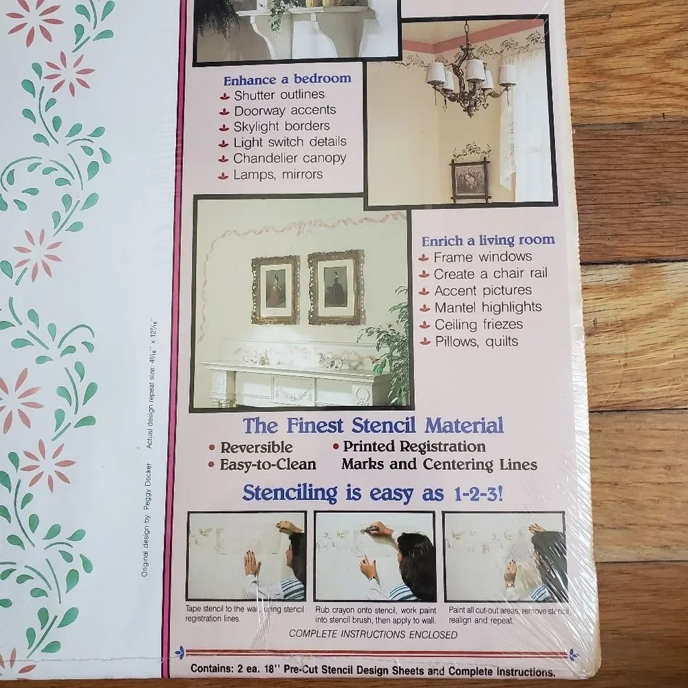 Vintage‎ floral precut wall stencil set diy NWT